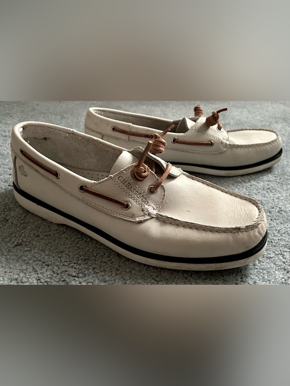 G.H. Bass & Co. Heritage Collection Leather Boat Shoes - 10.5 - Egret